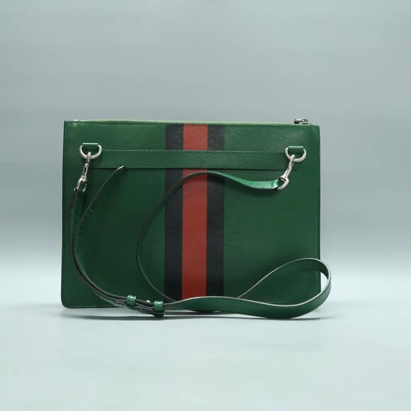 GUCCI Green Leather Shoulder Bag 493-061925